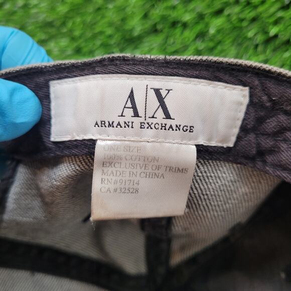 Vintage Y2K Armani Exchange A|X Distressed Faded Denim Dad Hat Strapback - Picture 7 of 8